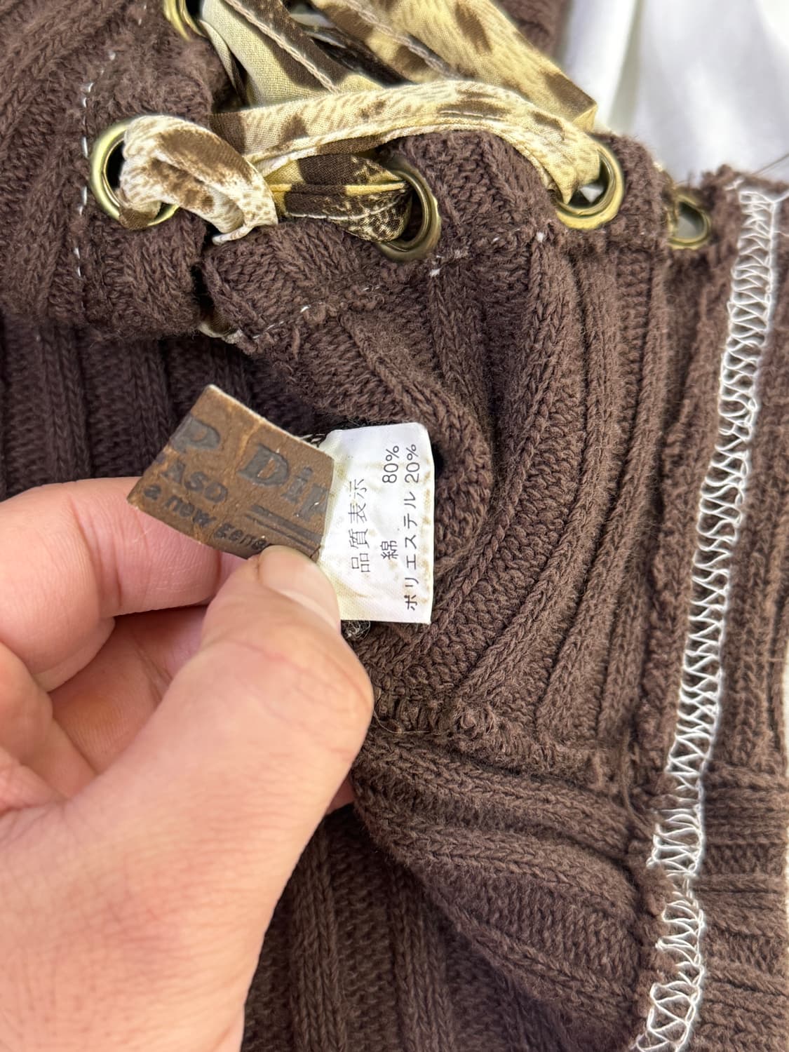 빈티지 레오파드 스트랩 오프숄더 니트 탑 y2k 아방가르드 오즈온 상품이미지5