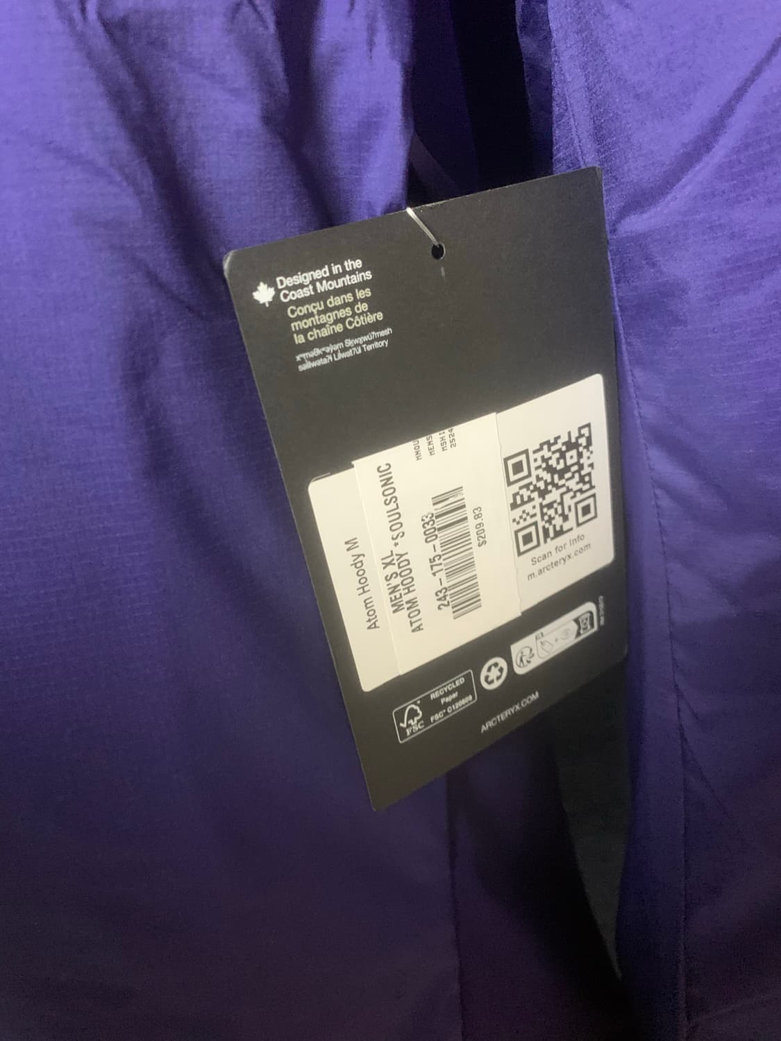 25SS 아크테릭스 아톰 후디 XL  상품이미지2