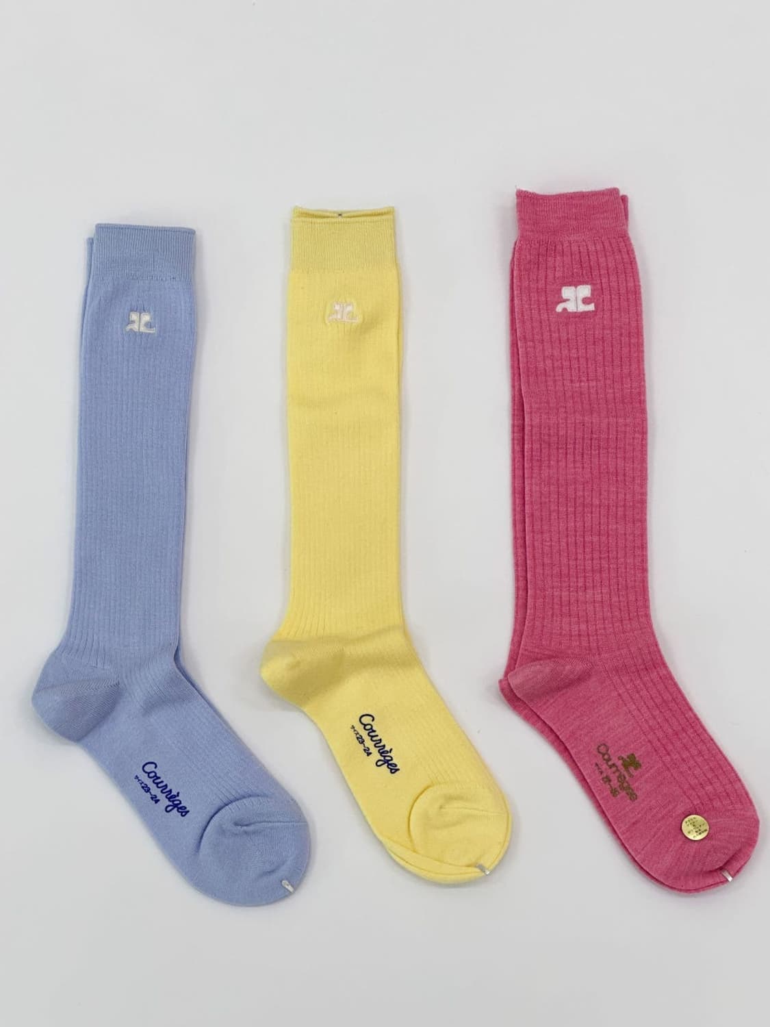 [새상품] courreges / 꾸레쥬 양말 (핑크 / 옐로우 / 스카이 상품이미지5