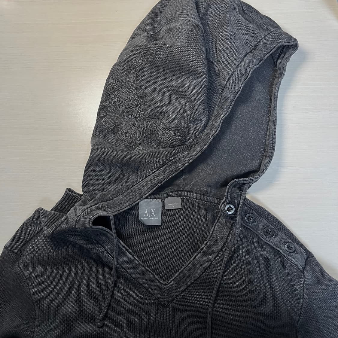 아르마니 익스체인지 롱슬리브 니트 후드 블랙 상품이미지1