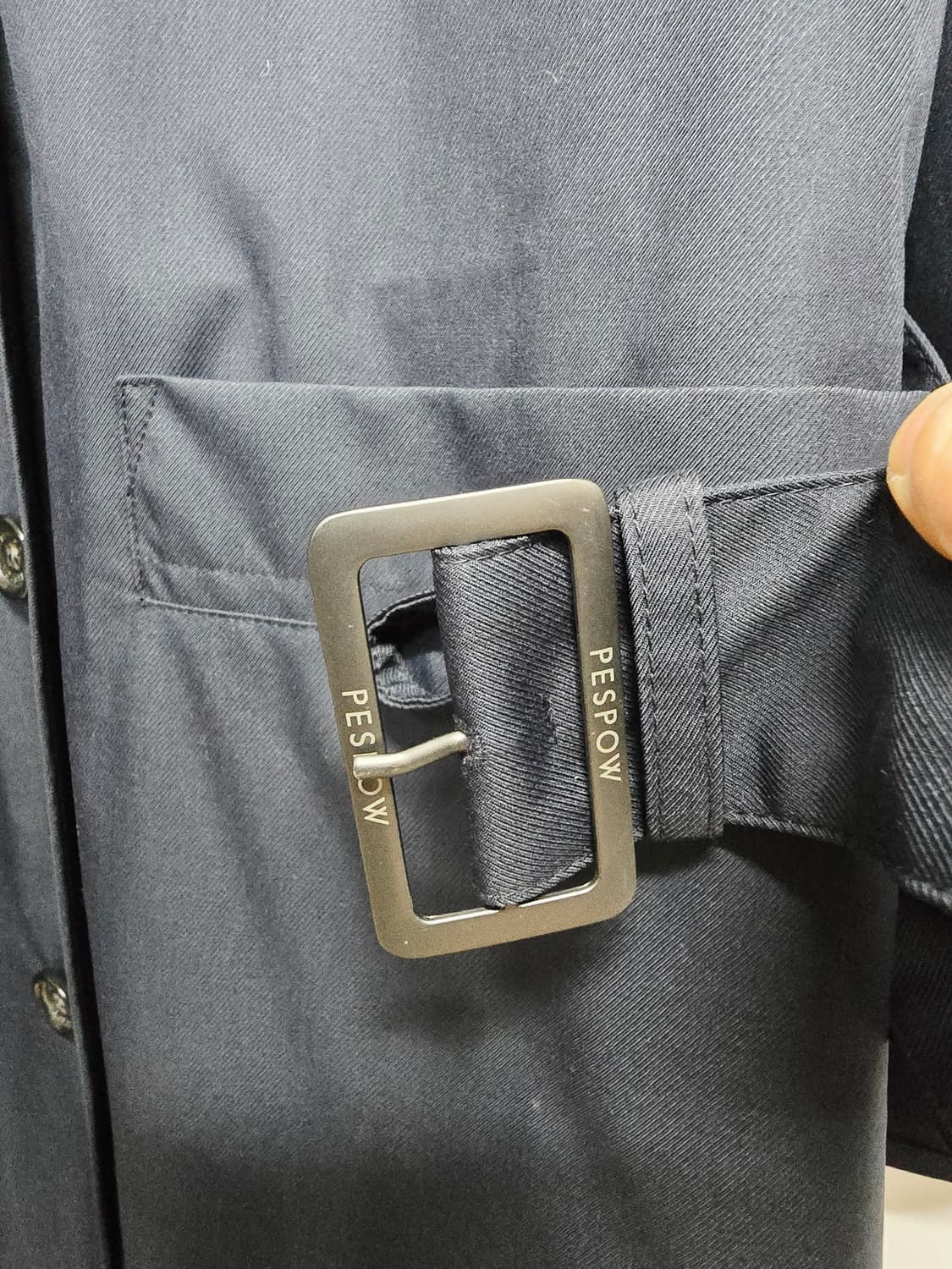 PESPOW 후드 벨트 롱 코트 네이비 상품이미지3