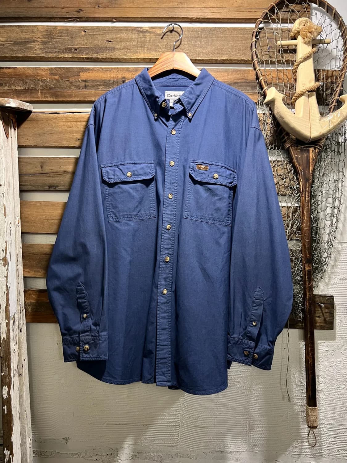 [2XL]칼하트 USA 2포켓 네이비블루 워크 셔츠 상품이미지1