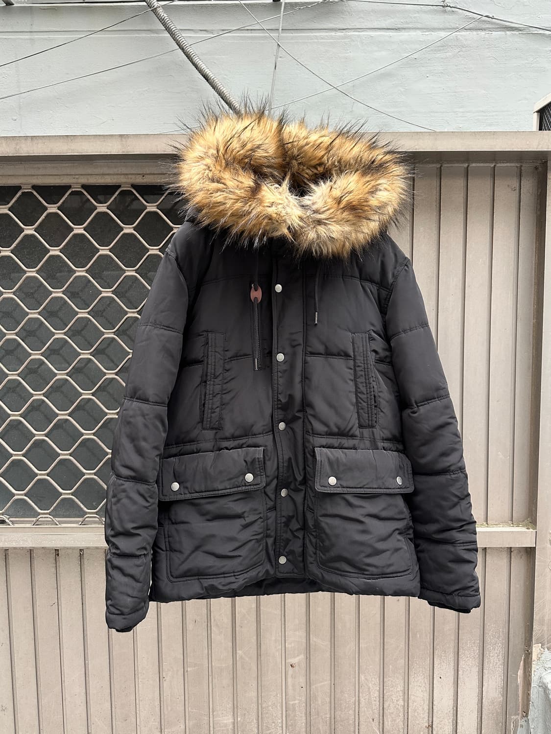 Vintage black fur trimming parka 상품이미지3
