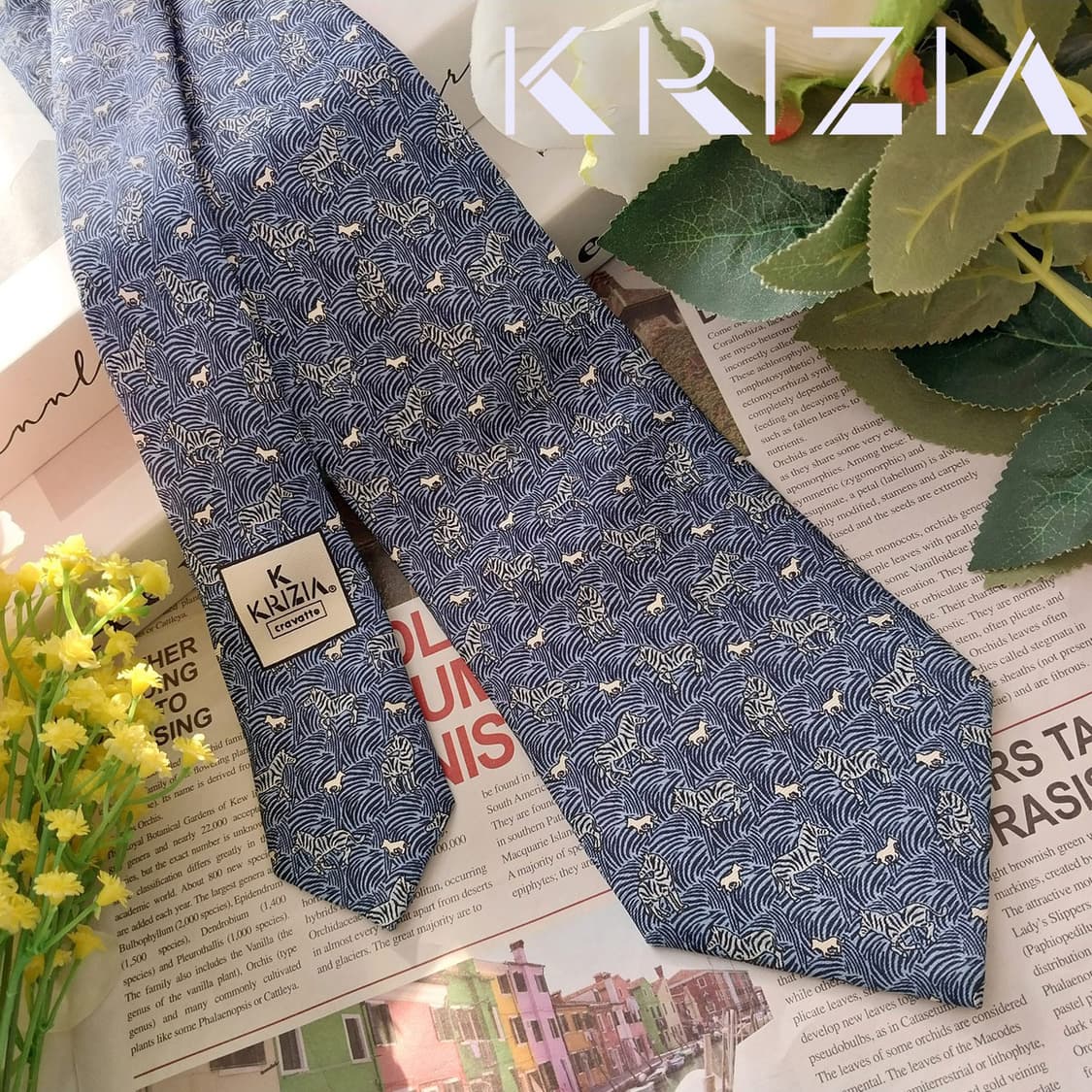 크리지아 실크 블루 얼룩말 패턴 넥타이 9.4cm A+등급 K1328
 상품이미지1