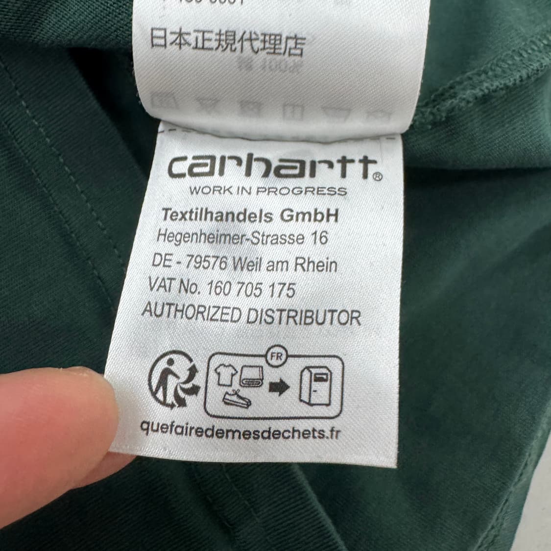 칼하트 WIP 스몰로고 체이스 롱슬리브 그린 상품이미지6