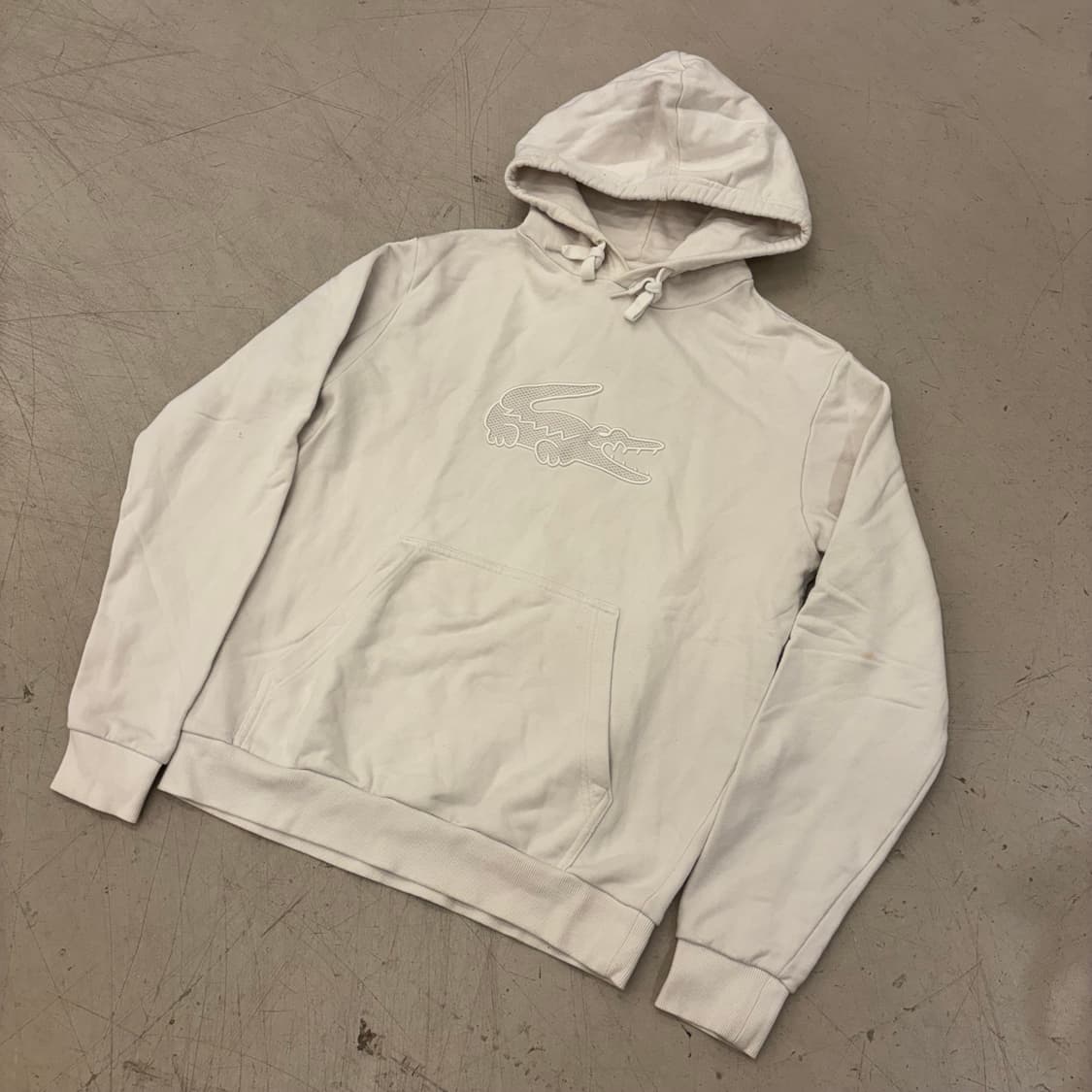 라코스테 빅로고 화이트 후드티 상품이미지1