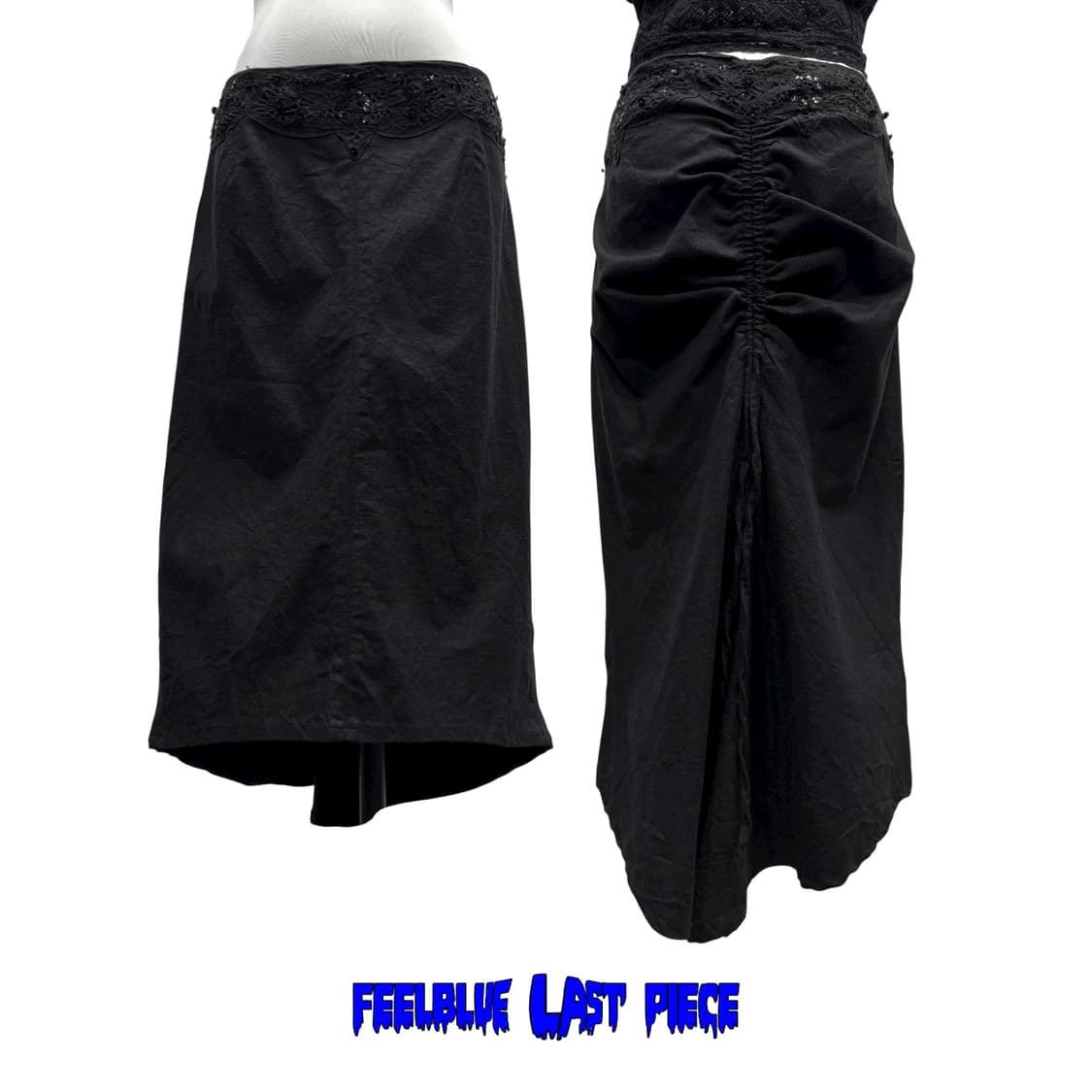 goth fairy Black Linen Midi Skirt 상품이미지6