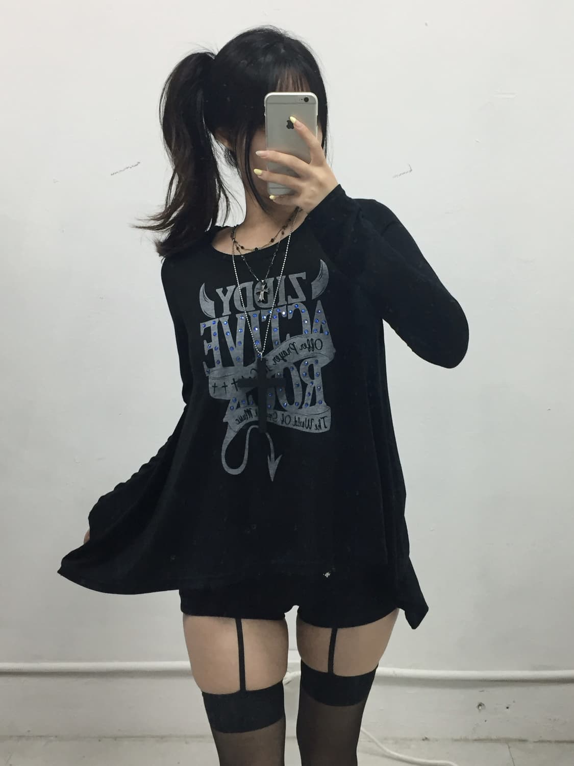 [ZIDDY] 펑크 데빌 큐빅 후디 롱슬리브 상품이미지2
