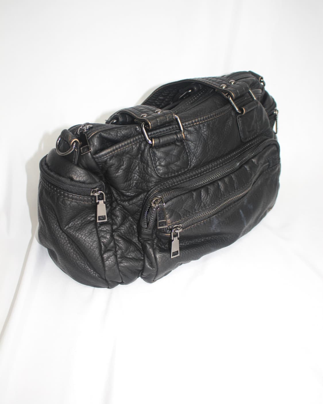 Gold washing leather skin-black bag 상품이미지5