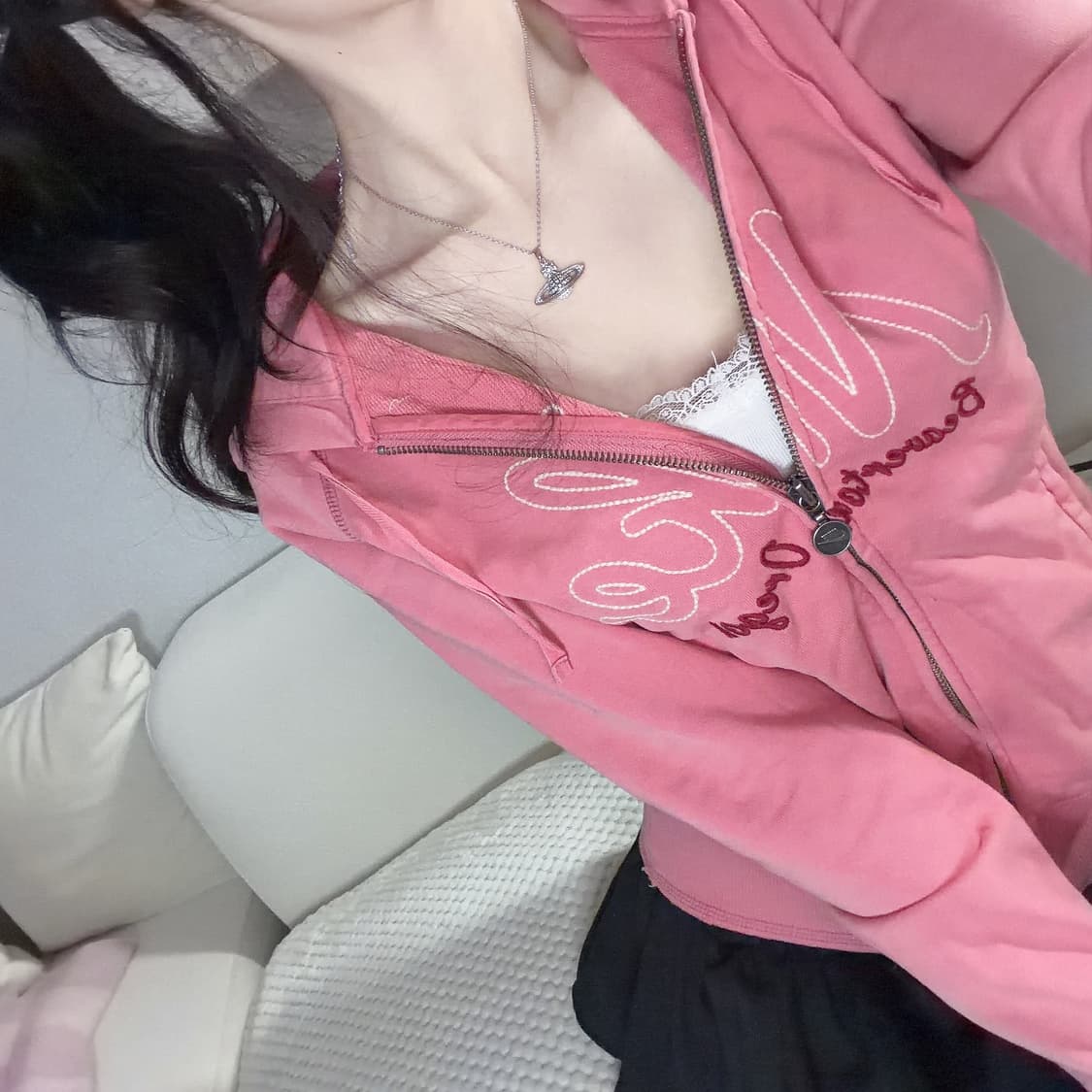 나이키 핫핑크 자수 슬림핏 후드집업 s 상품이미지3