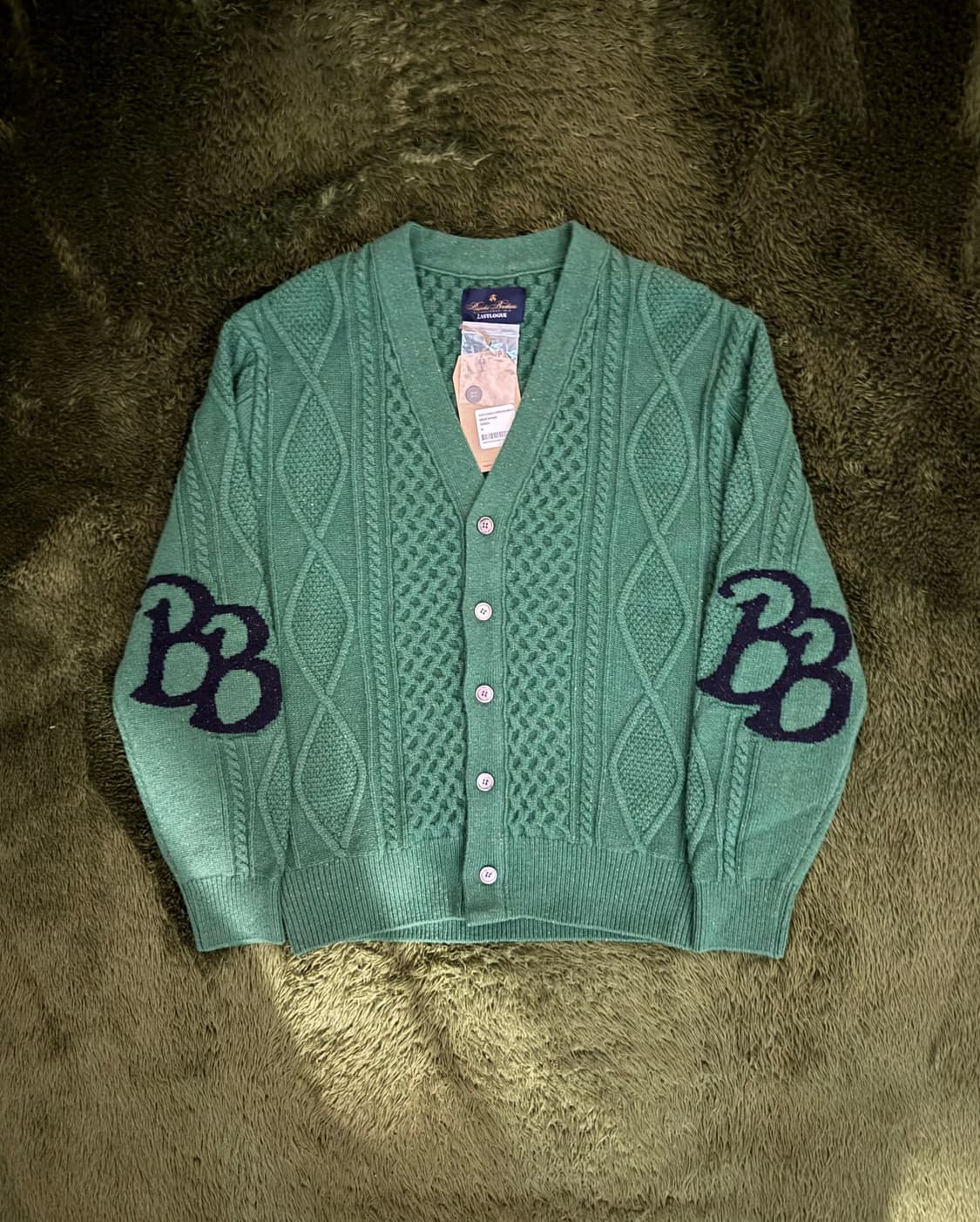 [M] 이스트로그 X 브룩스 브라더스 콜라보 케이블 가디건 그린 상품이미지1