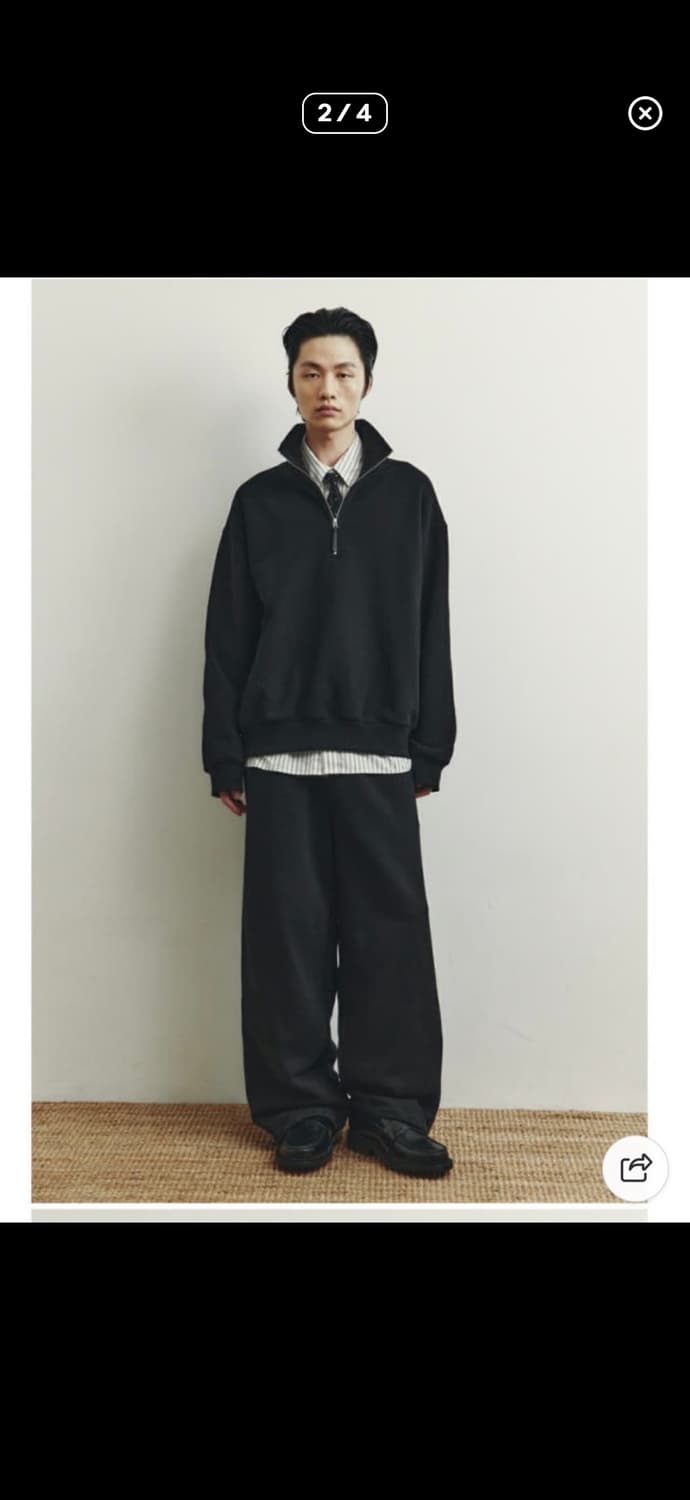 유스 커버스티치 하프집 스웻셔츠 S 상품이미지3