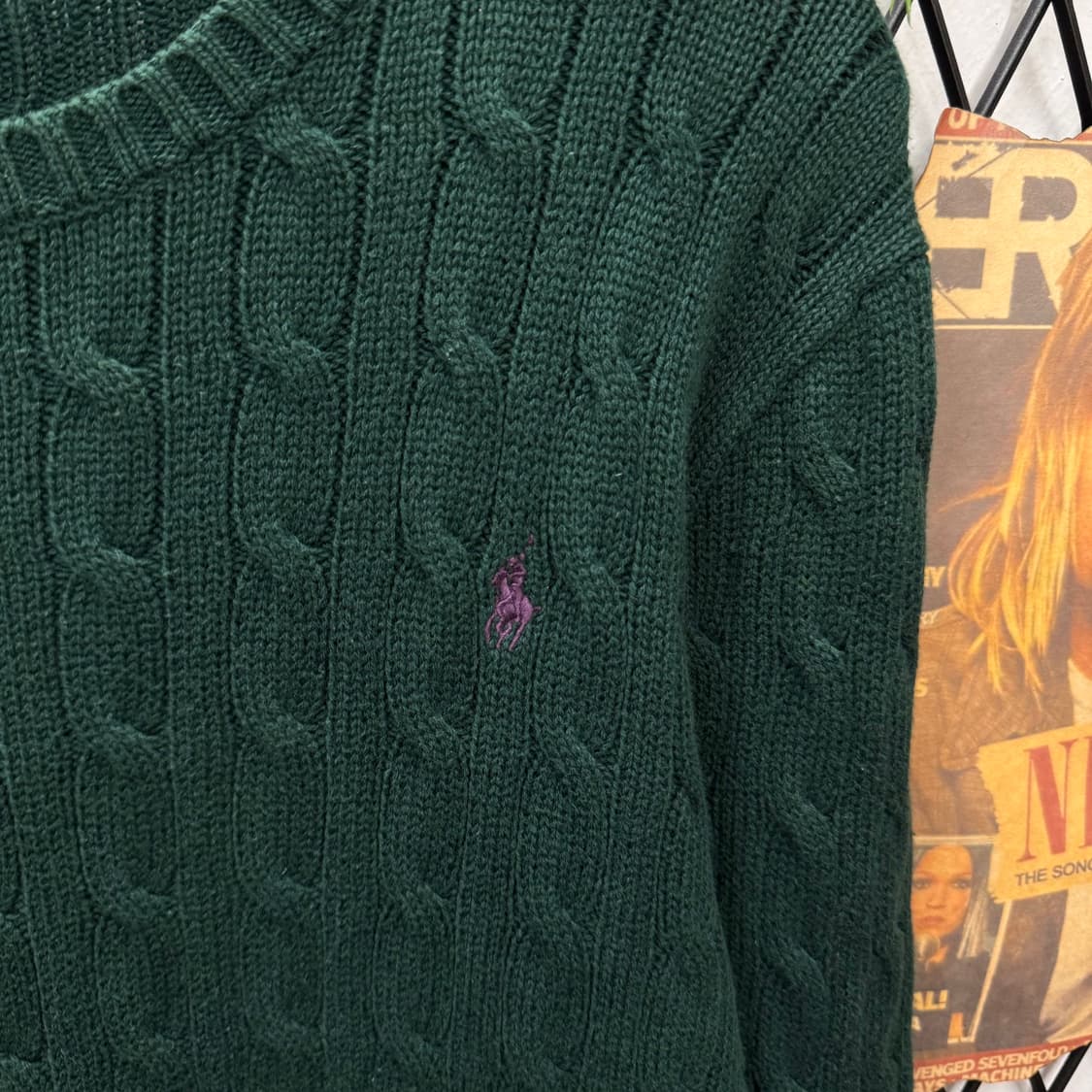 폴로 랄프로렌 케이블 니트 퍼플 포니 로고 포인트 딥그린 상품이미지5