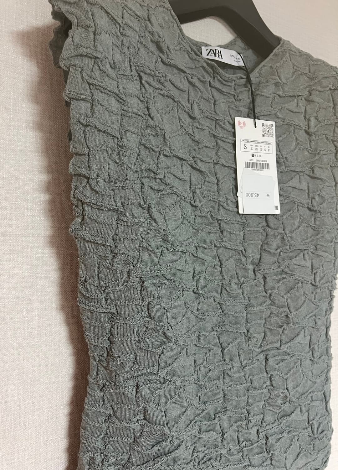 ZARA 자라 링클 캡소매 티셔츠 소라, 자라 링클 슬리브리스 상품이미지10