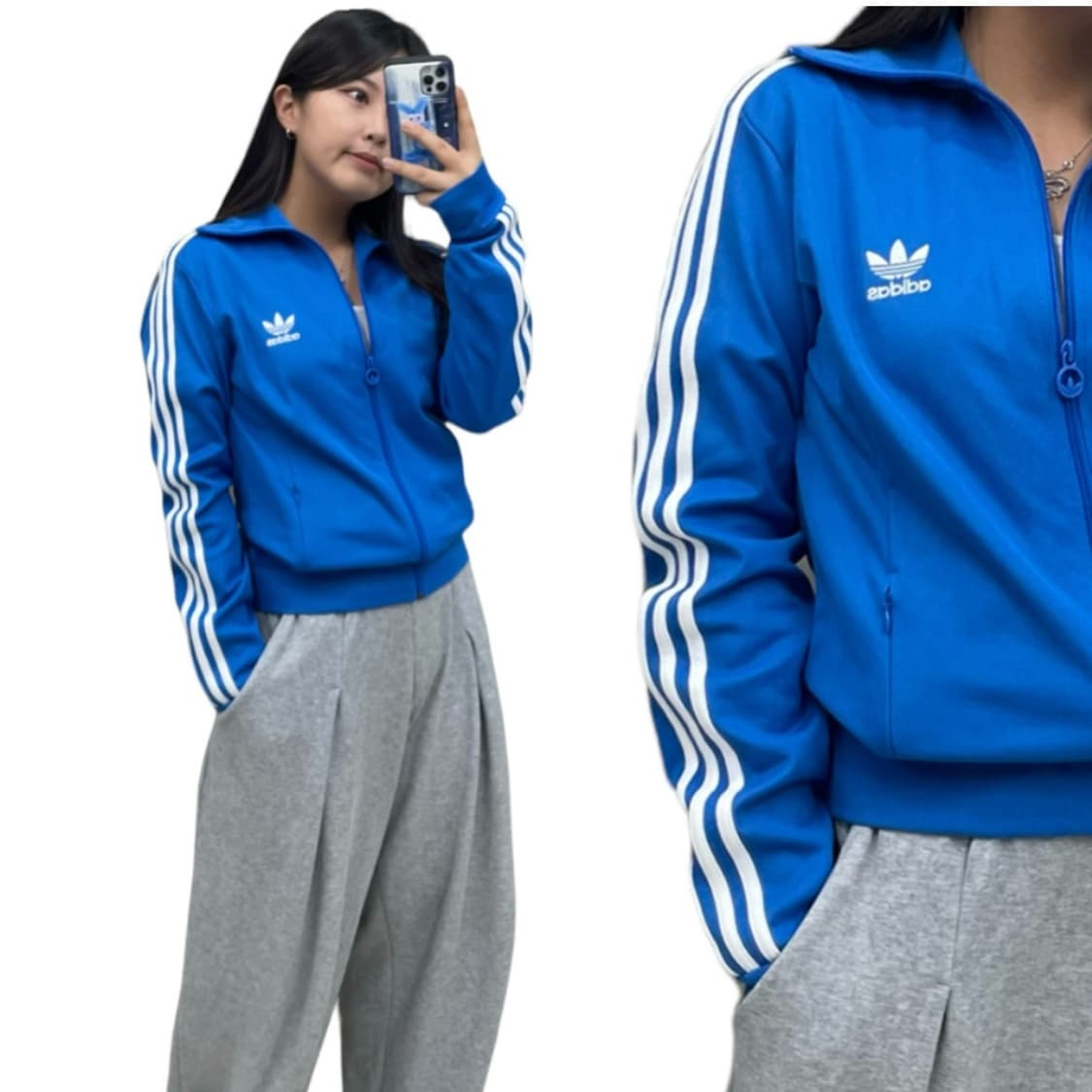 아디다스 유로파 블루 파랑 파이어버드 져지 저지 트랙탑 집업 하이넥 xs 상품이미지3