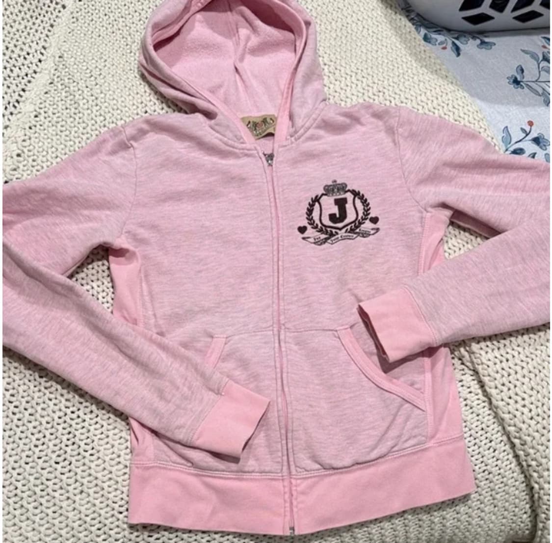 Y2K 쥬시 꾸뛰르 (초 희귀) 코튼 후드 집업 핑크 패리스힐튼 착용 상품이미지7
