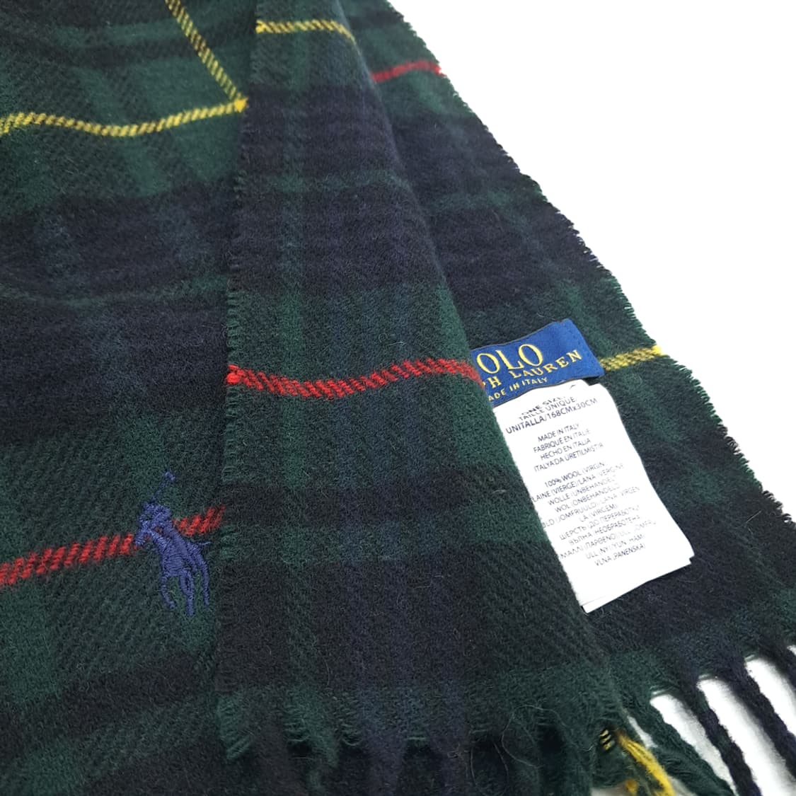 MX307 폴로 랄프로렌 블랙워치 타탄체크 버진울 목도리 머플러 상품이미지5