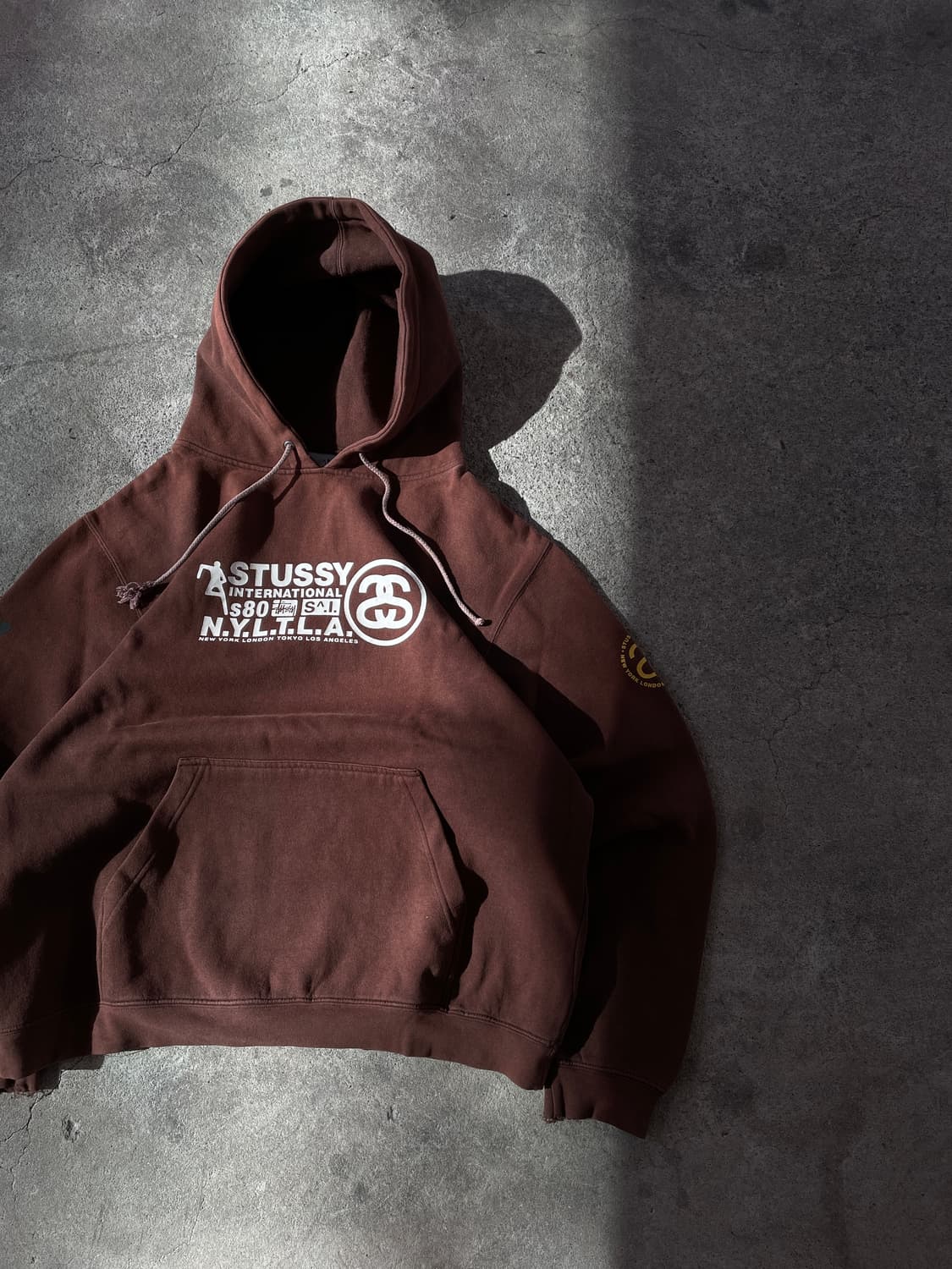 00s Stüssy Faded Brown hoodie 상품이미지2