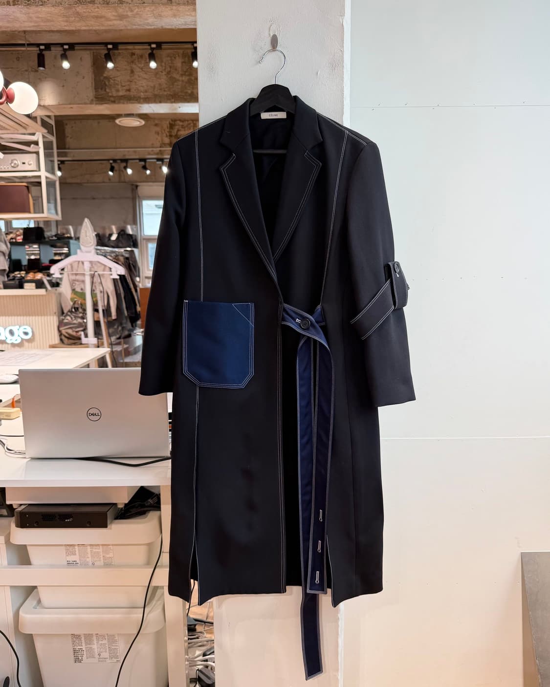 셀린느 15ss 피비 파일로 블랙 스티치 코트  상품이미지2