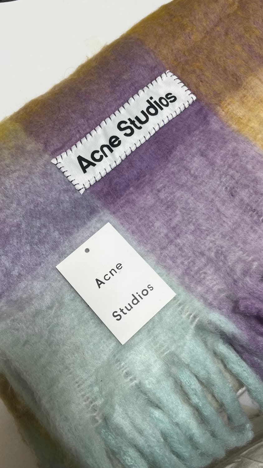 아크네스튜디오 울 모헤어 체크 목도리 스카프 바이올렛 옐로우 블루 상품이미지8