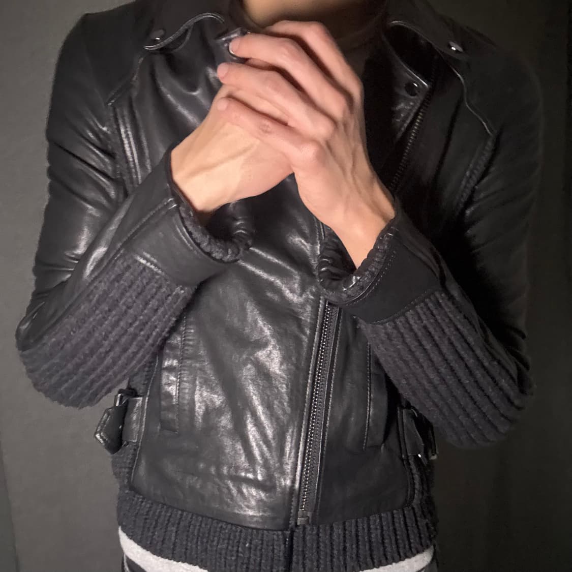 opium 양가죽 사선 집업 자켓 상품이미지6