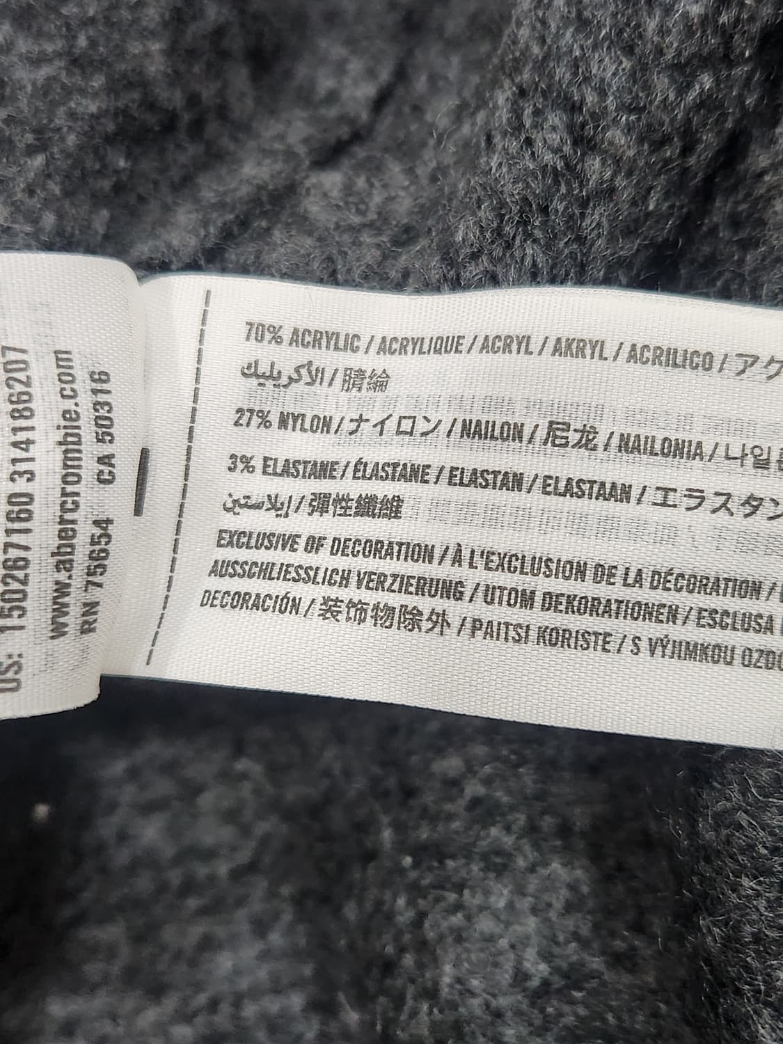 [M] 아베크롬비 넥 지퍼 라운드 니트 여성 M 다크그레이 상품이미지6