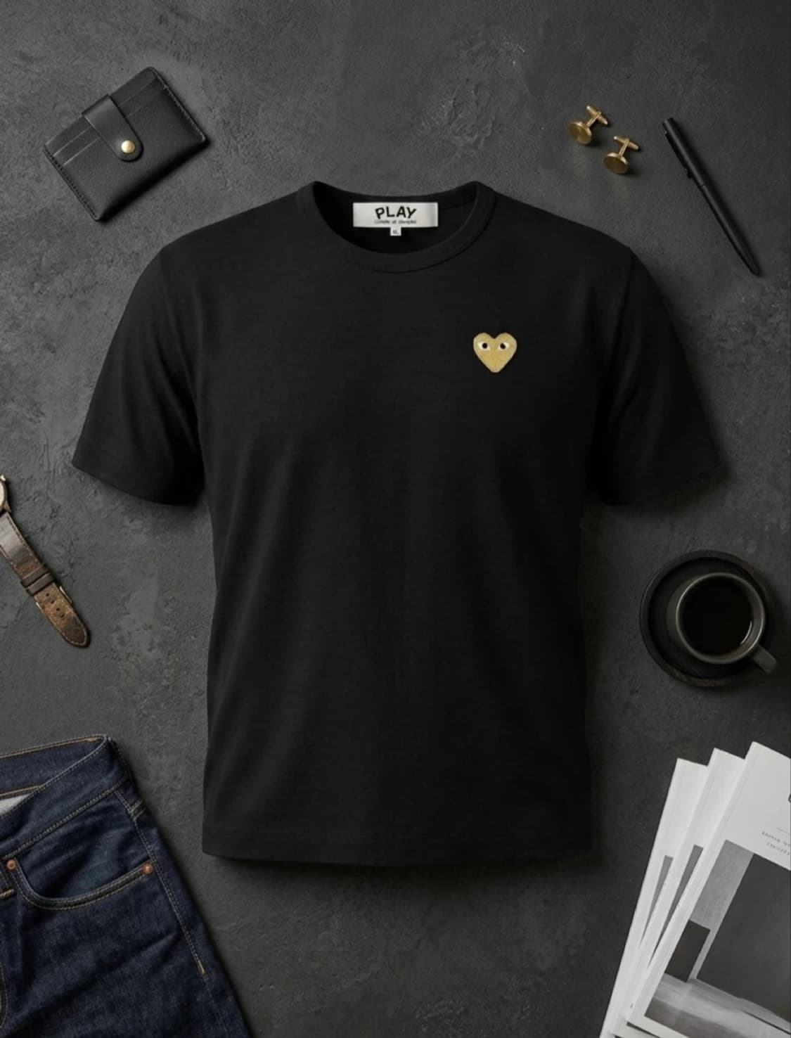 꼼데가르송 골드와펜 하트 블랙 /화이트/반팔티 상품이미지2