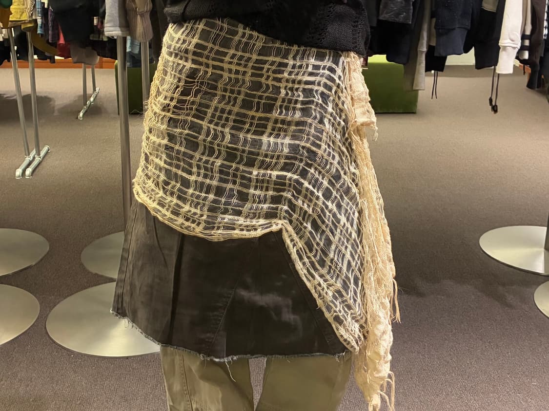 Japanese vintage 그런지 베이지 머플러 상품이미지1