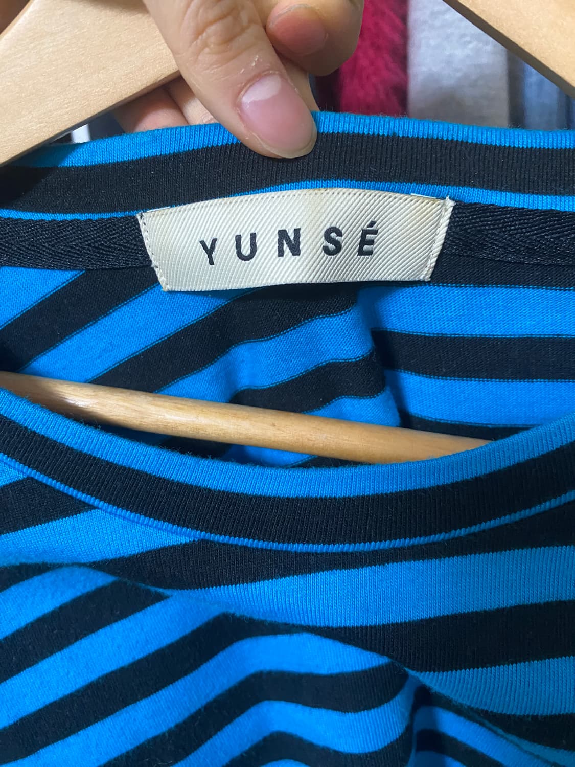 윤세 해치 스트라이프 티셔츠 블루 상품이미지4