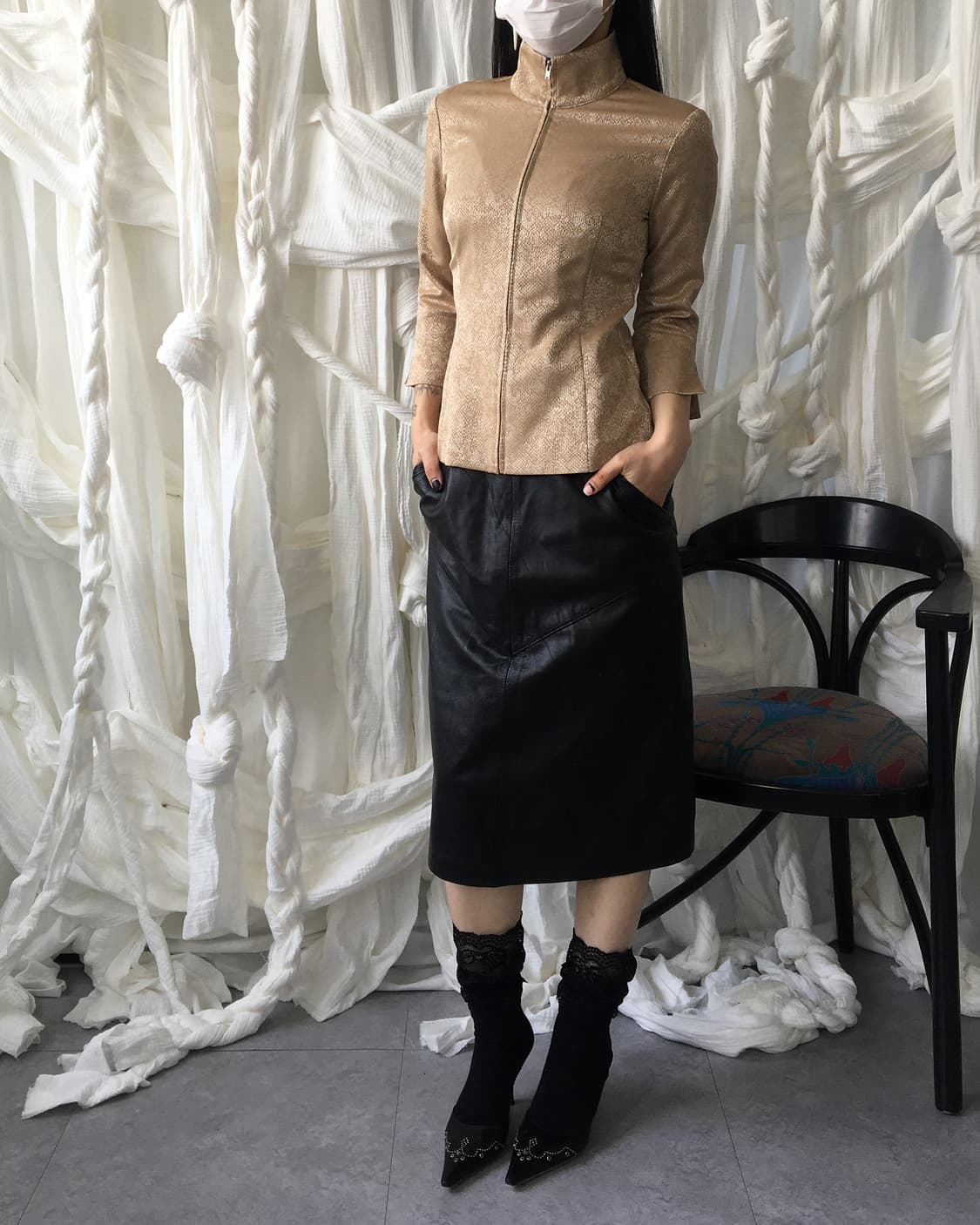 Lamb skin leather skirt 상품이미지7