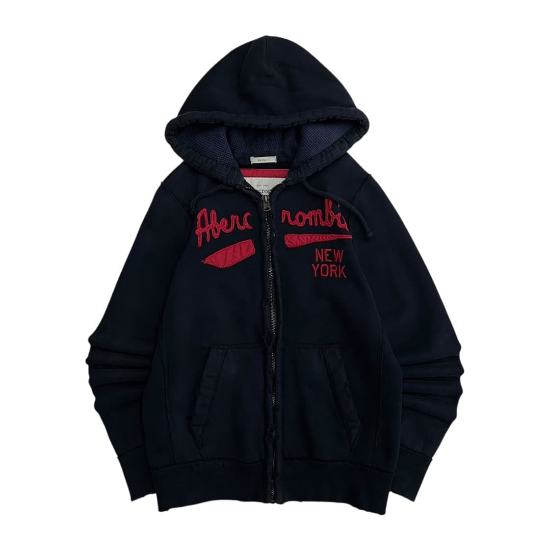 아베크롬비 레드 센터로고 네이비 후드집업 L 상품이미지2