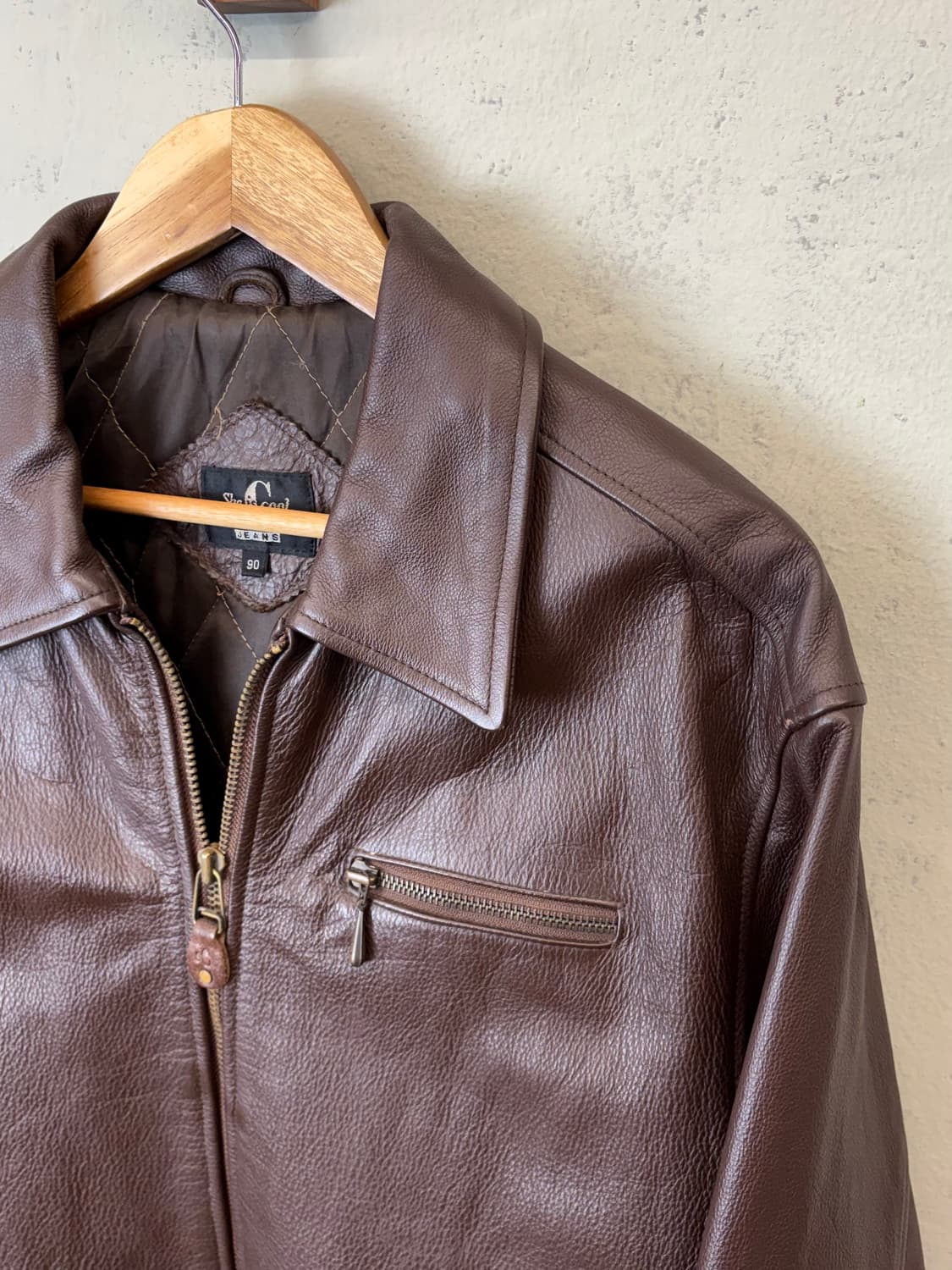 빈티지 소가죽 포켓 레더 자켓 브라운 상품이미지5