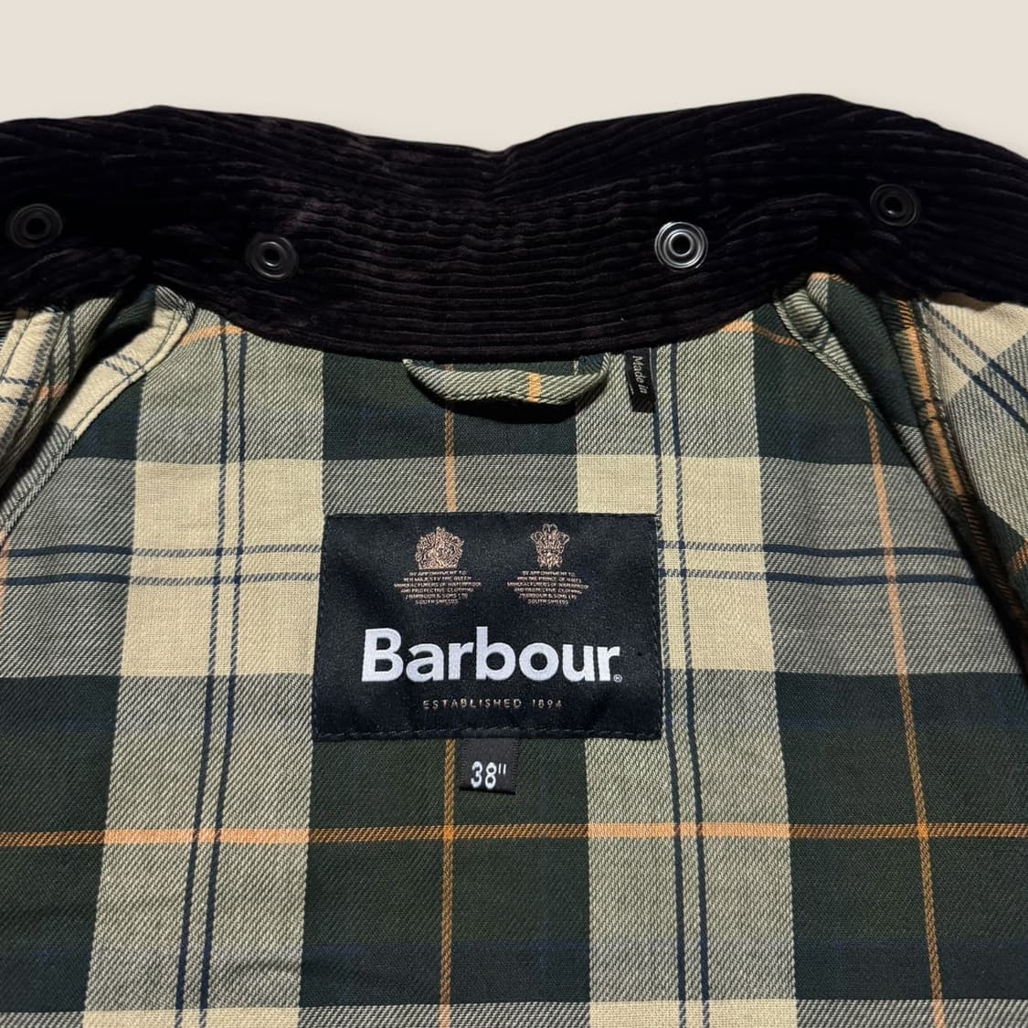 바버 비데일 왁스 자켓 38 상품이미지5