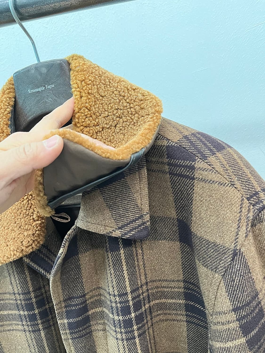 100) 입생로랑 시어링 체크 울코트  상품이미지8