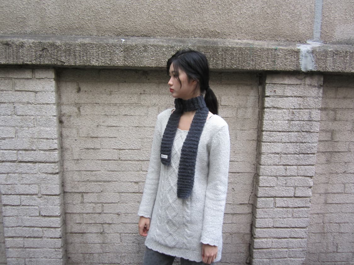 crochet mohair rose scarf charcoal 상품이미지4