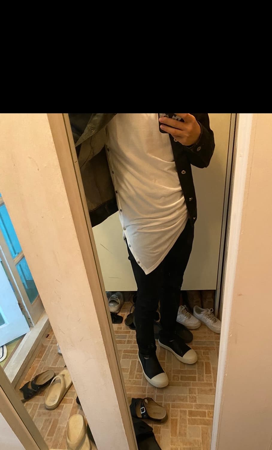 유스 사이드 스냅 슬리브리스 m 블랙, 화이트 상품이미지5