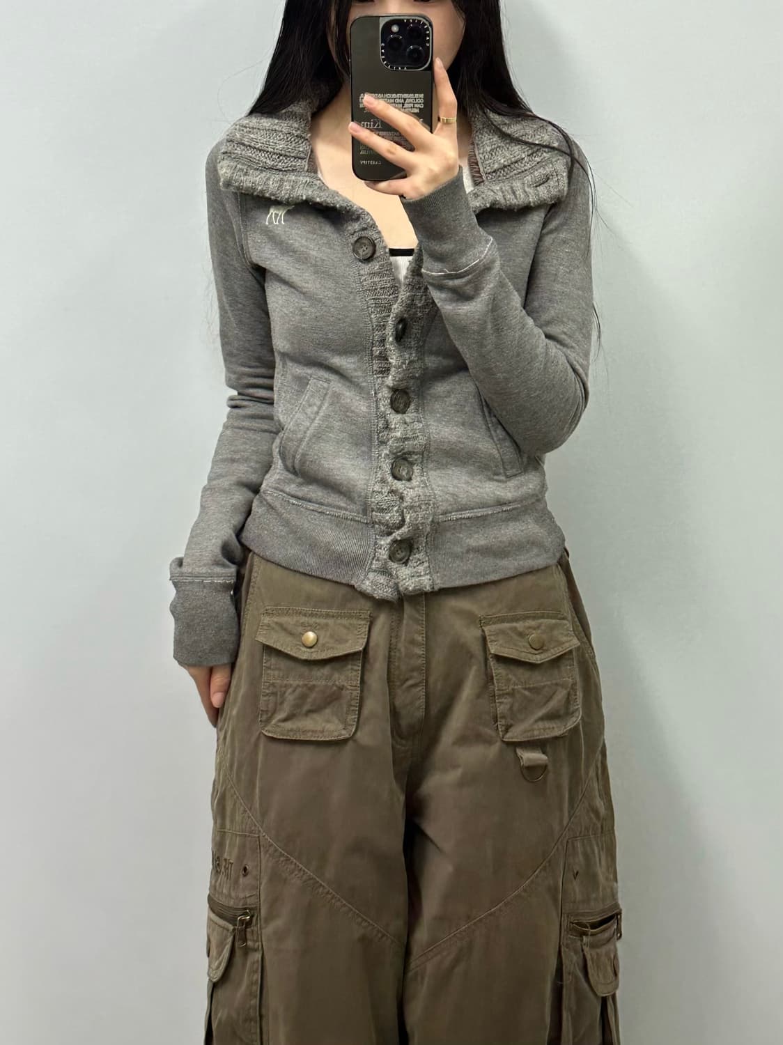 아베크롬비 y2k 와투케 그레이 버튼 가디건 상품이미지1