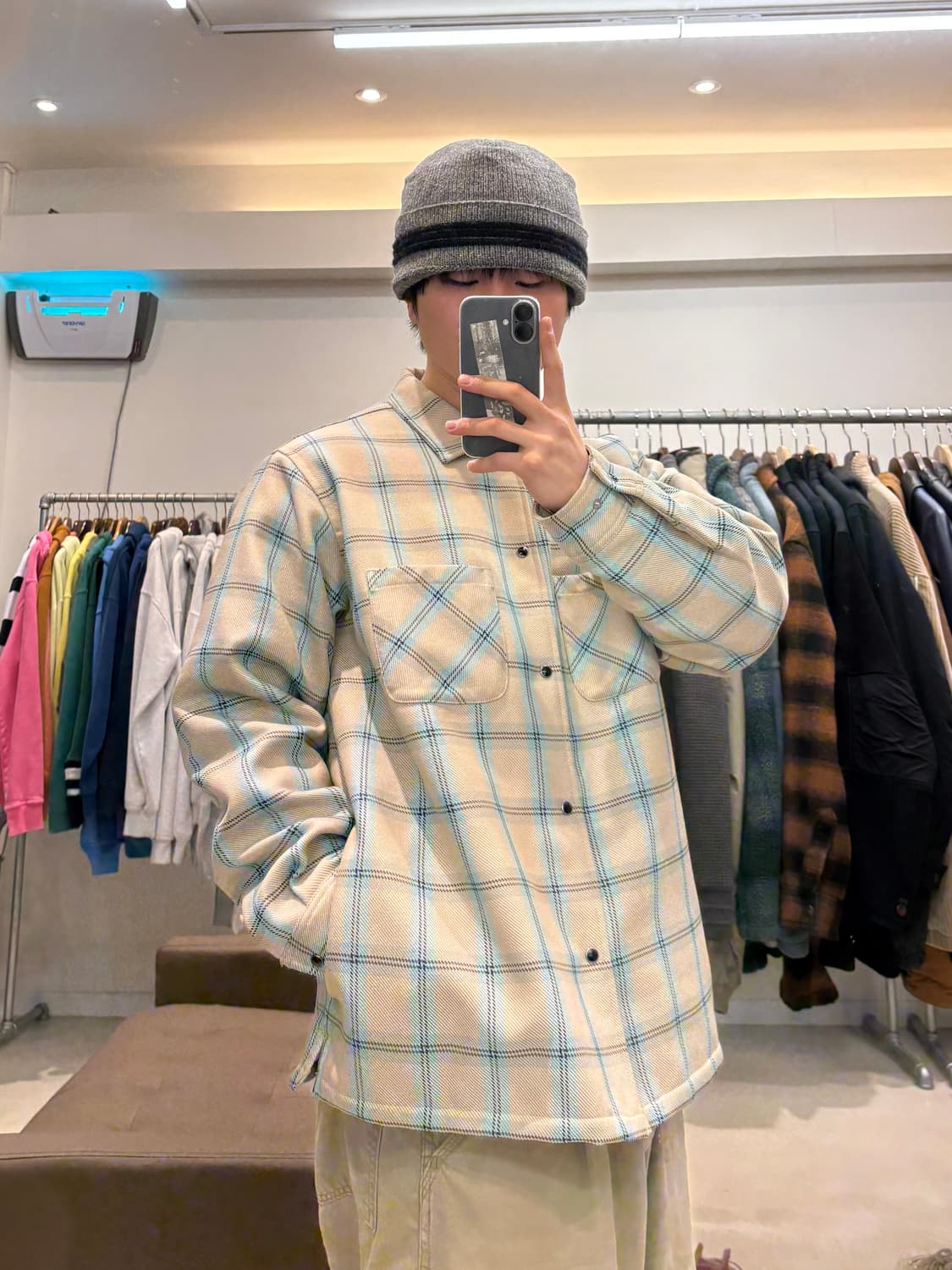 빔즈 플러스 옴브레 체크 패딩 자켓 상품이미지8