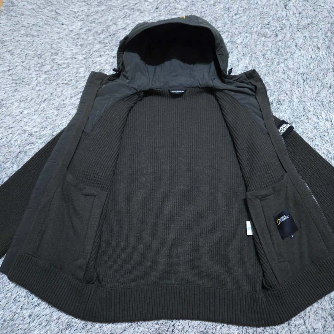 내셔널지오그래픽) M 남자 카키 후드집업 니트집업 / 왕눈이샵 상품이미지7