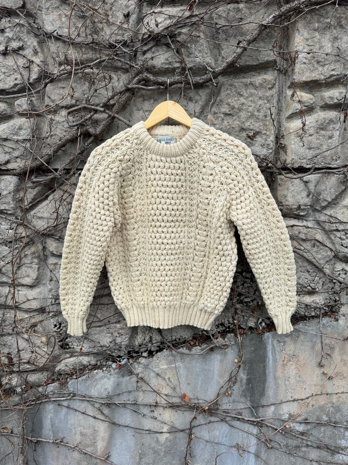 80~90s Lisbeen 아일랜드 피셔맨 니트 아이보리 상품이미지1