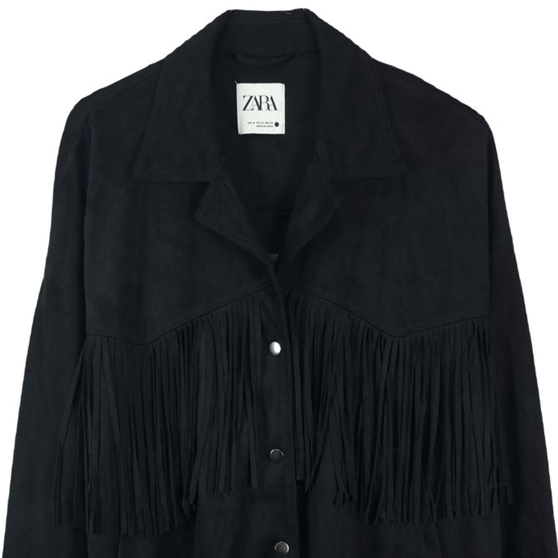 [자라] 오버핏 스웨이드 프린지 웨스턴 자켓 블랙 M18647 상품이미지4