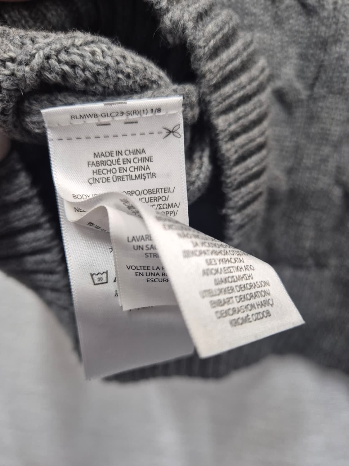 폴로 랄프로렌 케이블 니트 회색 / 105 (정품) 상품이미지5