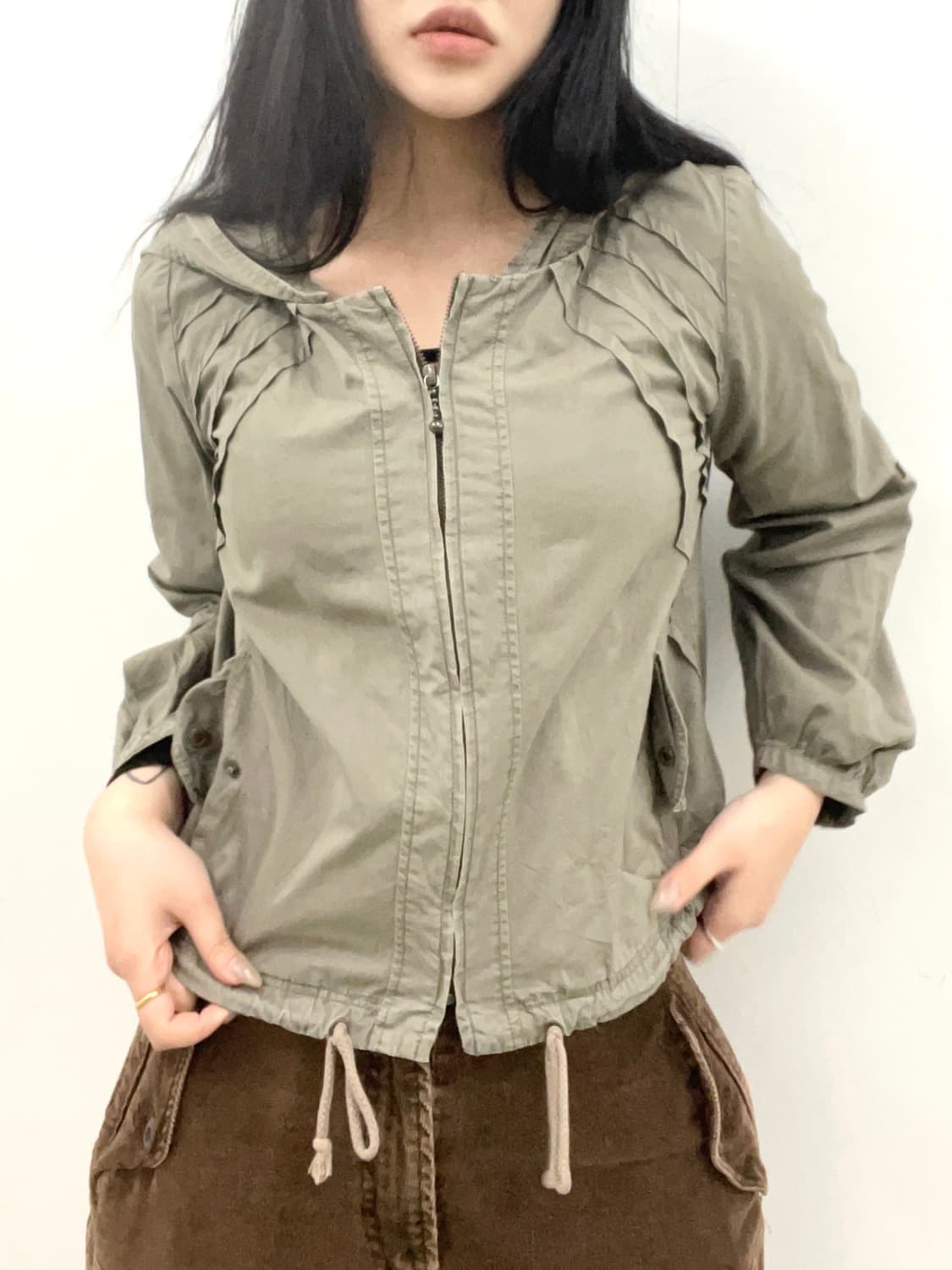 Khaki details hoodie jacket 상품이미지1
