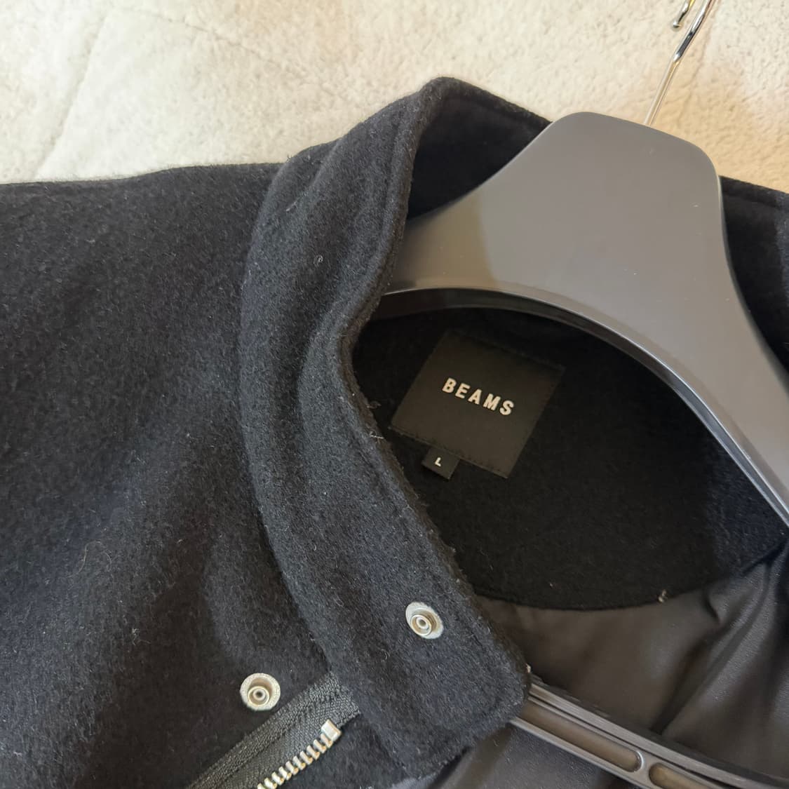 [L] BEAMS 빔즈 울 모즈 코트 M65 블랙 상품이미지2