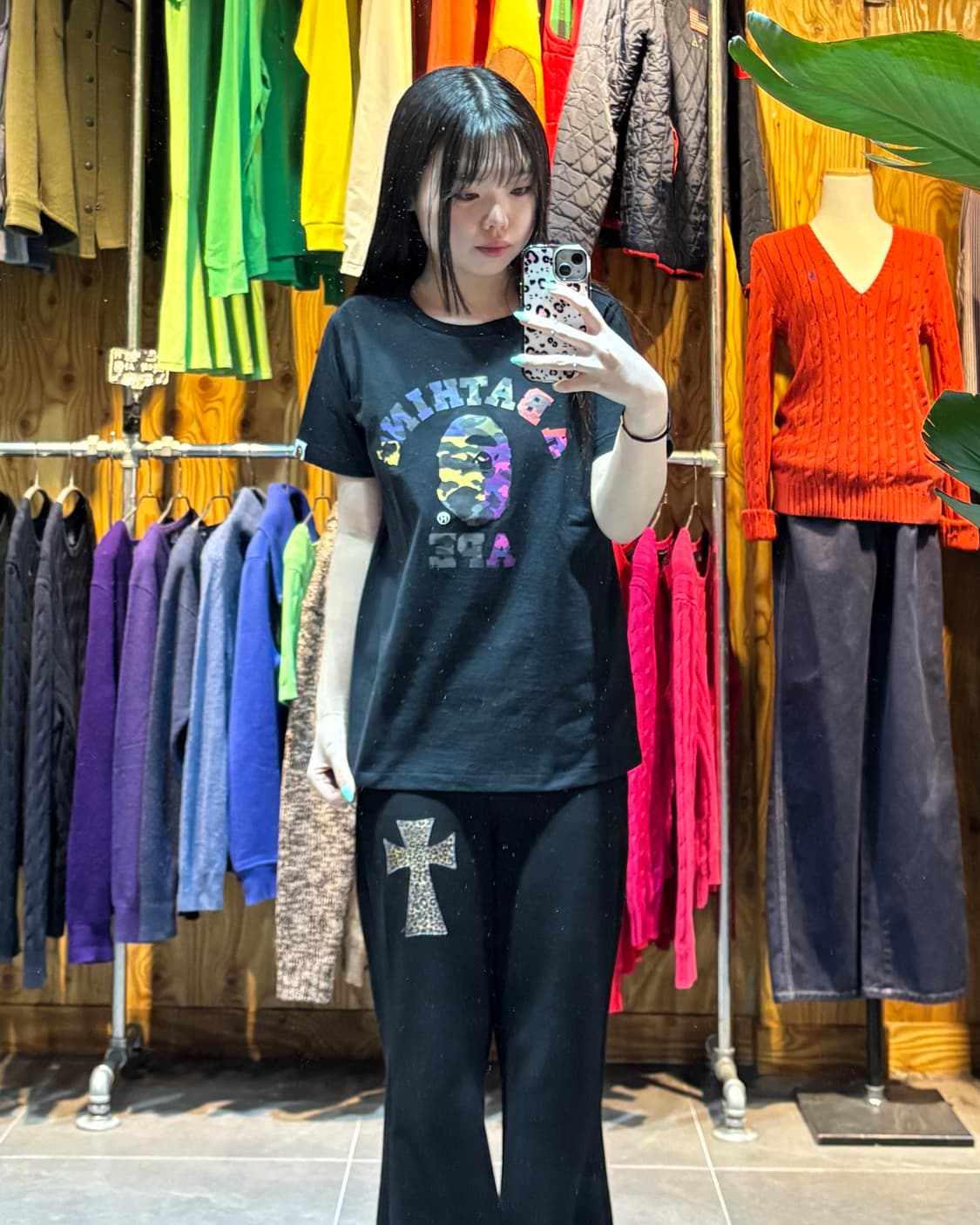 S A BATHING APE 베이프 걸스 멀티컬러 샤루 반팔티  상품이미지1