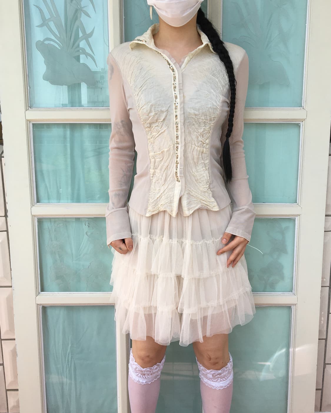 Beads trimming shirt 상품이미지1