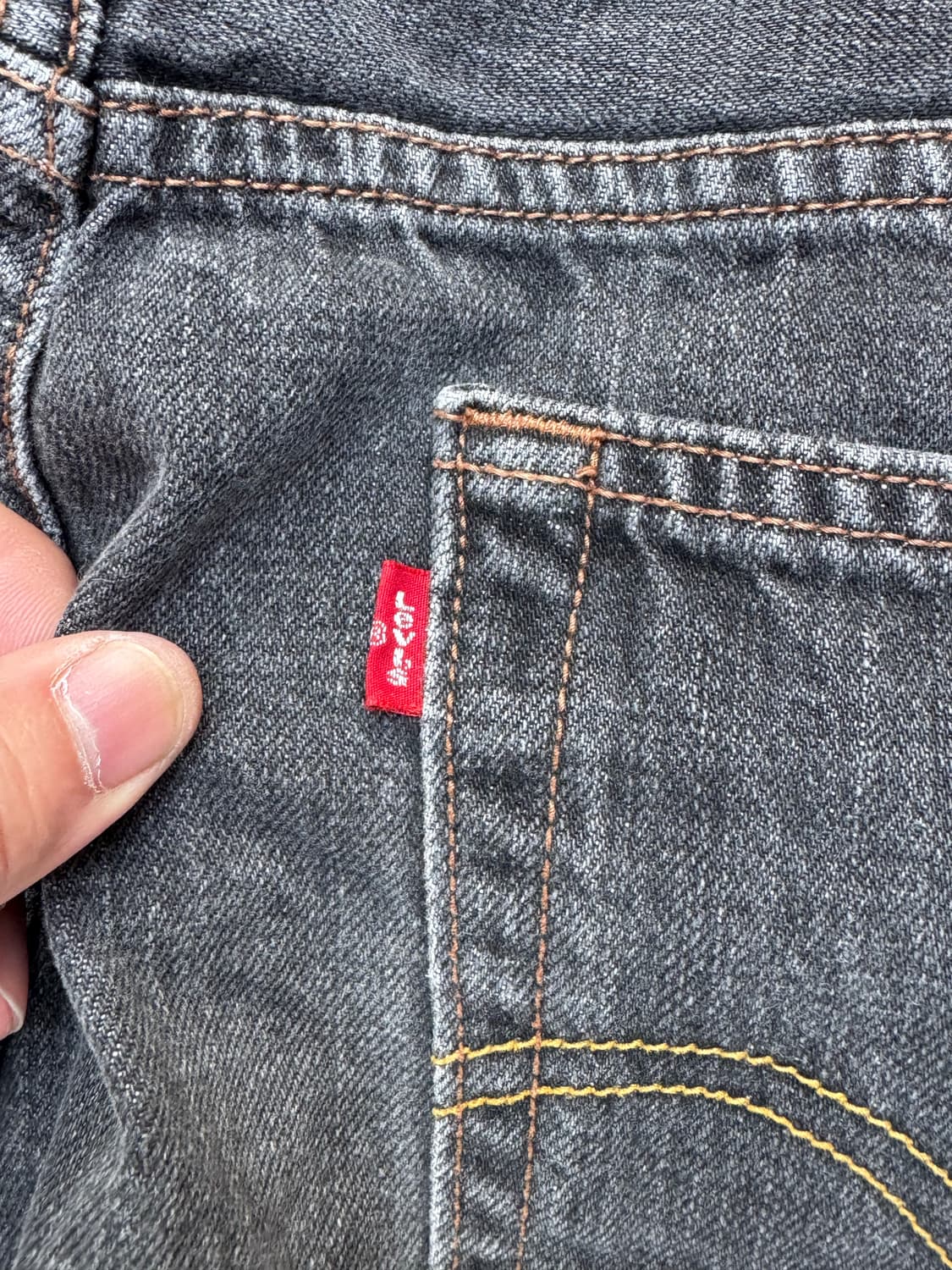 리바이스 505 워싱 레귤러 흑청 데님팬츠 (40Size)  상품이미지6