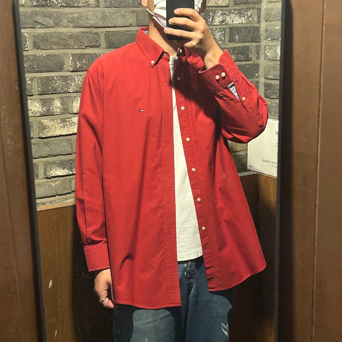 XL) 타미힐피거 레드 헤리티지 옥스포드 셔츠 상품이미지8