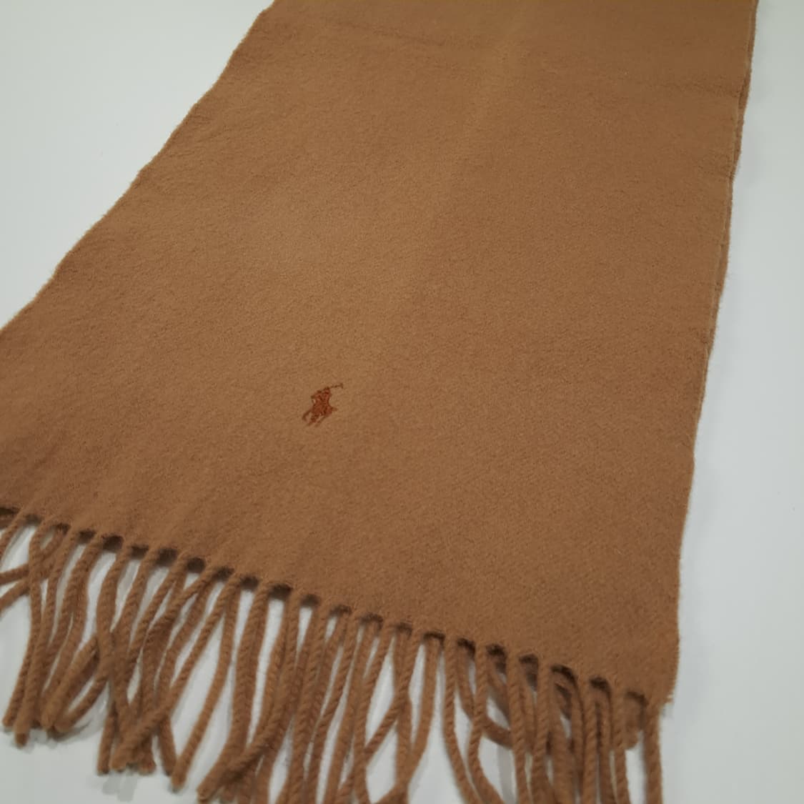 MX591 폴로 90s 스코틀랜드판 램스울 브라운포니 카멜 머플러 목도 상품이미지4