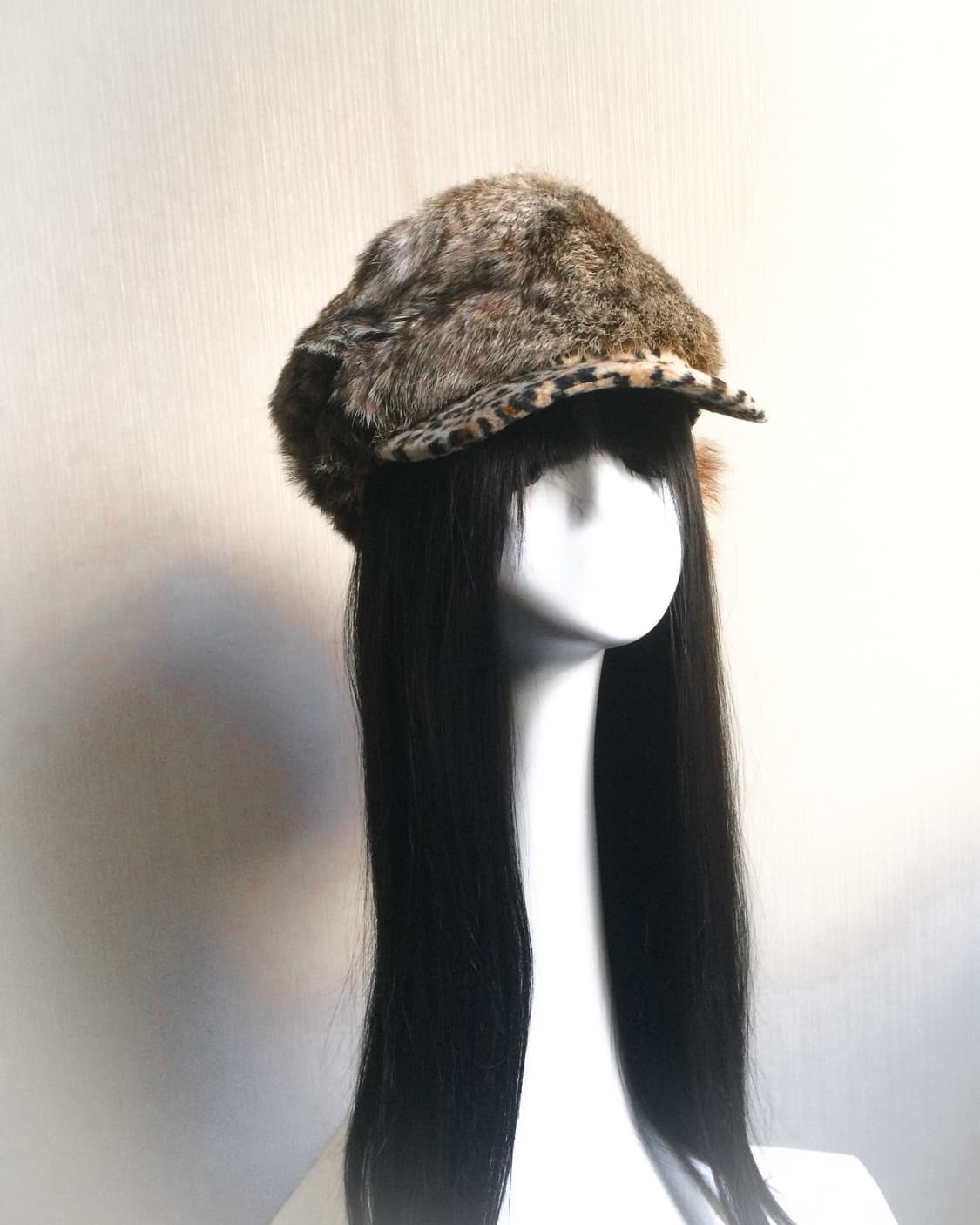 Real fur mixed leopard layered cap 상품이미지3